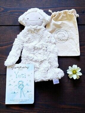 Slumberkins Retired Yeti Full Size Snuggler Lovey with Mindfulness Book & Bag